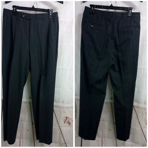 Austin Reed Regent Street Dillard's 40R Dark Gray Striped 2pc Suit 32x31 Pleated - Picture 10 of 15